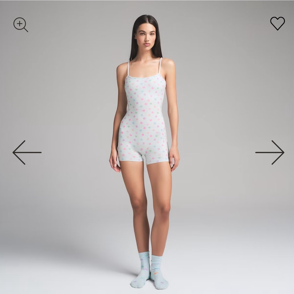 SKIMS cloud candy heart print onesie